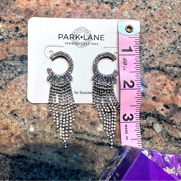 Park Lane: Interstellar Post Earrings, hematite plated with crystals, NWT - Picture 3 of 4